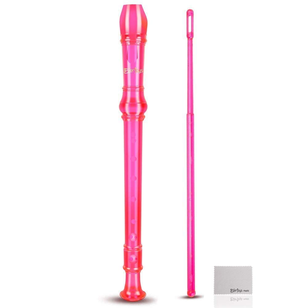 Soprano Descant Recorder 8 hålflöjt med / rengöringsstång påse instruktion rosa